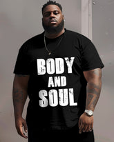 Men's Plus Size Body and Soul Letters Essential Short Sleeve T-Shirt